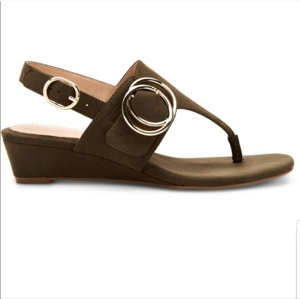 ALFANI STEP N FLEX TATUMM THONG WEDGE SANDALS 5M